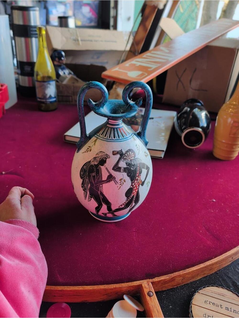 Handmade Greek Style Amphora Vase with Mythological Figures